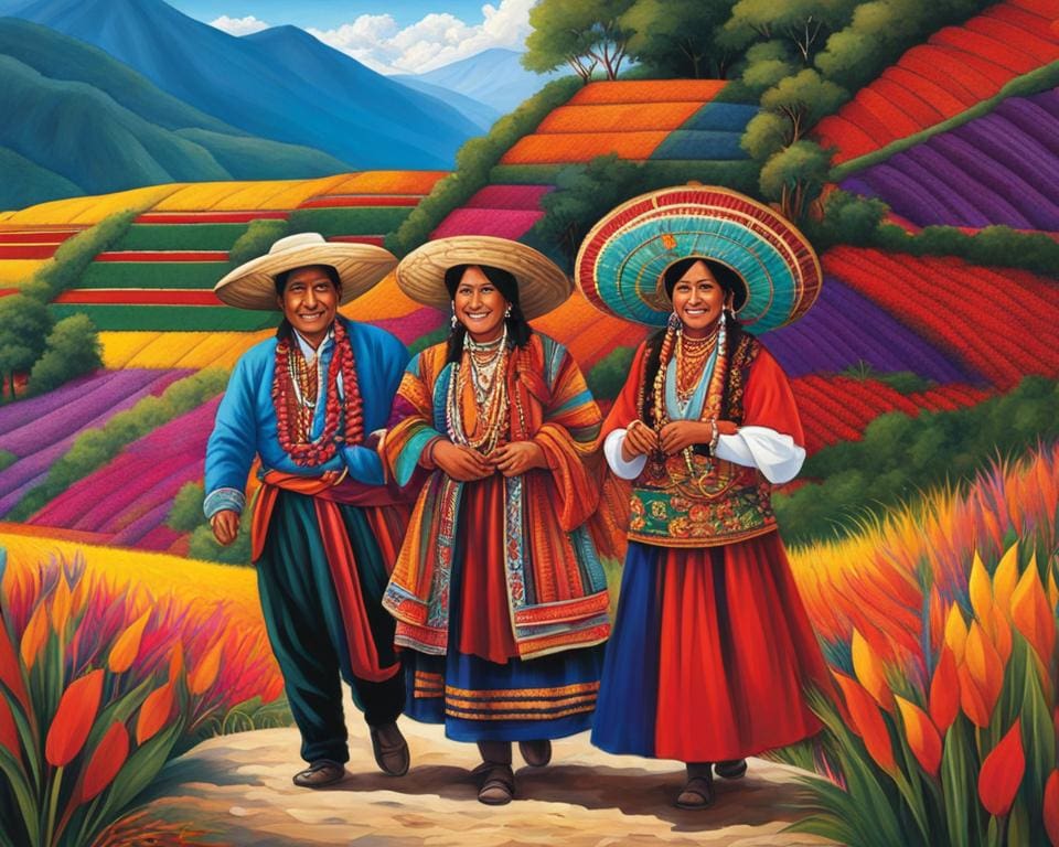 Peruanen in traditionele kleding